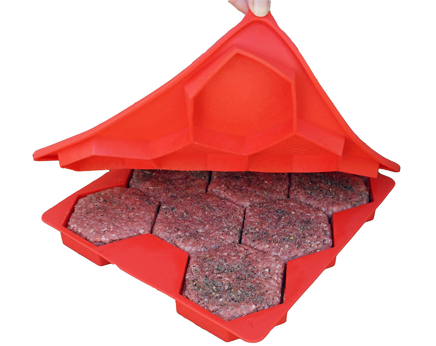 Shape+Store Burger Master 8-in-1 Innovative Burger Press and Freezer Container, 8 Patty, Red