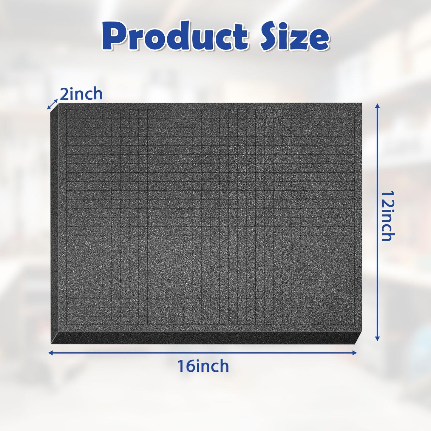 4PCS Pick and Pluck Foam, 16 x 12 x 2 Inch Square Foam Cube, Black Cushion Pick Apart Foams Insert for Board Game Box Cases Storage Drawer, Tool Box Foams