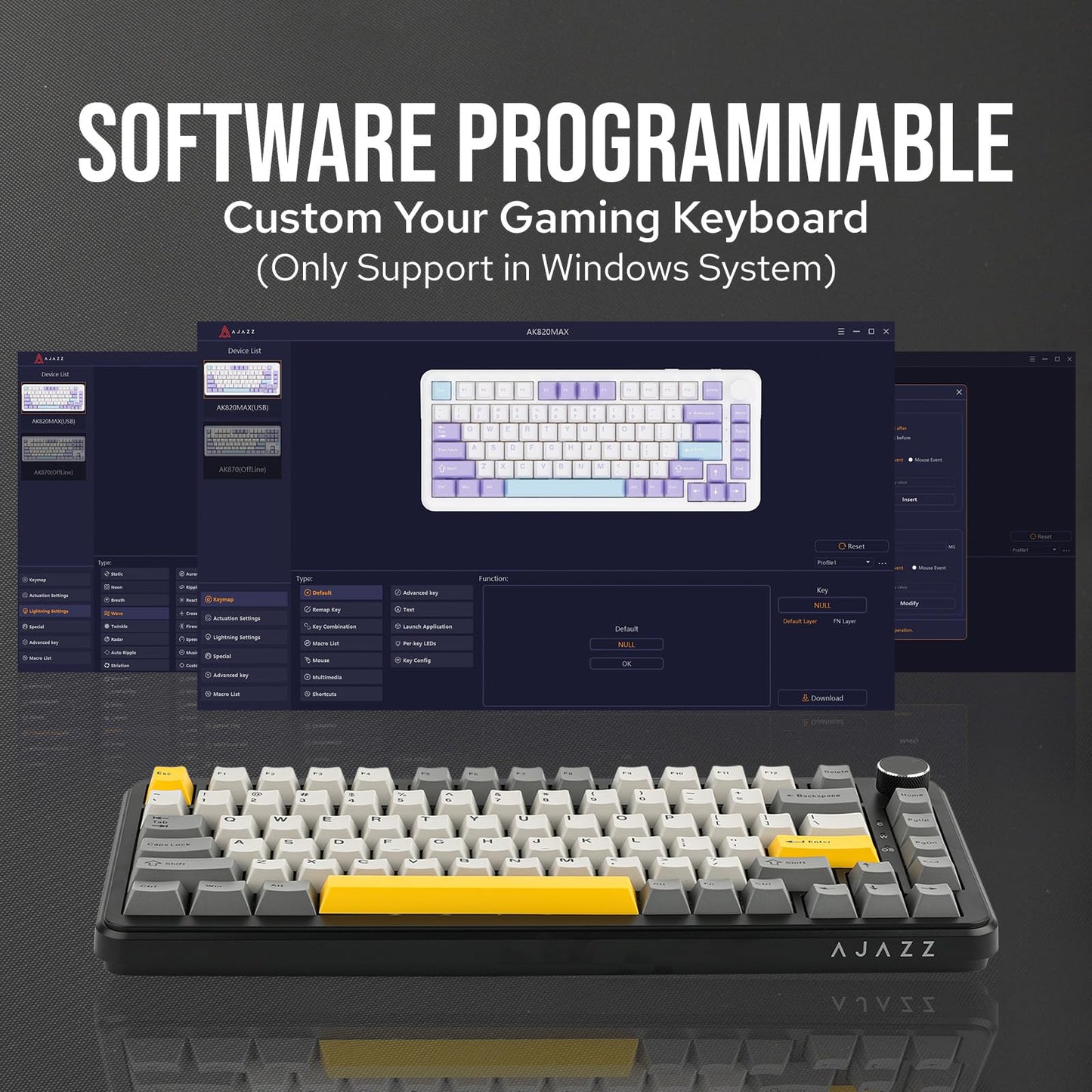 MechLands AJAZZ AK820 MAX HE Hall Effect Magnetic Gaming Keyboard, Adjustable Actuation, 8KHz Polling Rate, Wired Rapid Fast Keyboard, Creamy Gasket, RGB Backlight, NKRO for Win/Mac (Black)