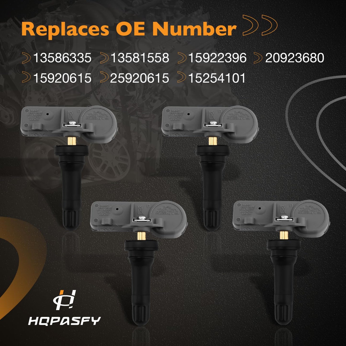 HQPASFY TPMS Sensor 315MHz Tire Pressure Sensor, Compatible with 2006-2019 Chevy Silverado/Suburban, GMC Yukon/Sierra, Buick Enclave, Cadillac Escalade/CTS & More, Replaces# 13586335, 13581558 (4Pcs)