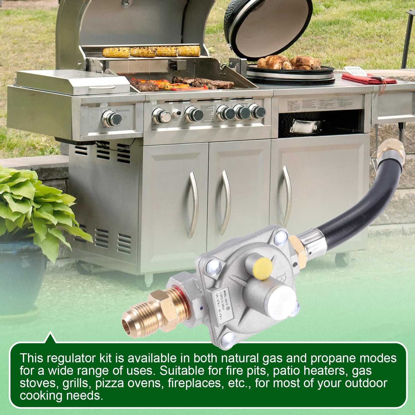 Natural Gas/Propane Grill Conversion Kits, Pressure Regulator Valve for Grill, Fire Pit, Stove, 1/2 PSIG Inlet Pressure & 4" W.C. Outlet Pressure