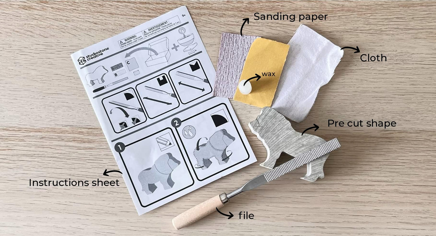 Bear Studiostone Creative Soapstone Sculpture Carving DIY Arts and Crafts Kit for Kids Adults