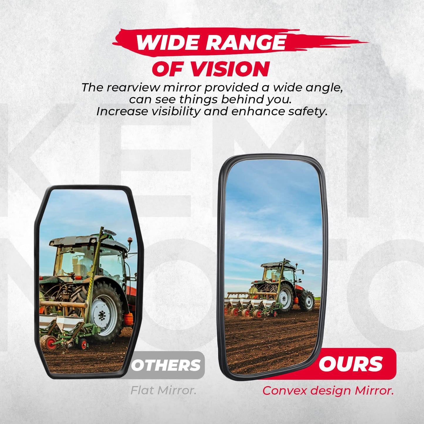 KEMIMOTO Tractor Mirror Replacement 7.9" x 13" Compatible With Front Loader Excavator Farm Tractor 1025 6105E 4430 Compact Tractor Mirror Farm Equipment