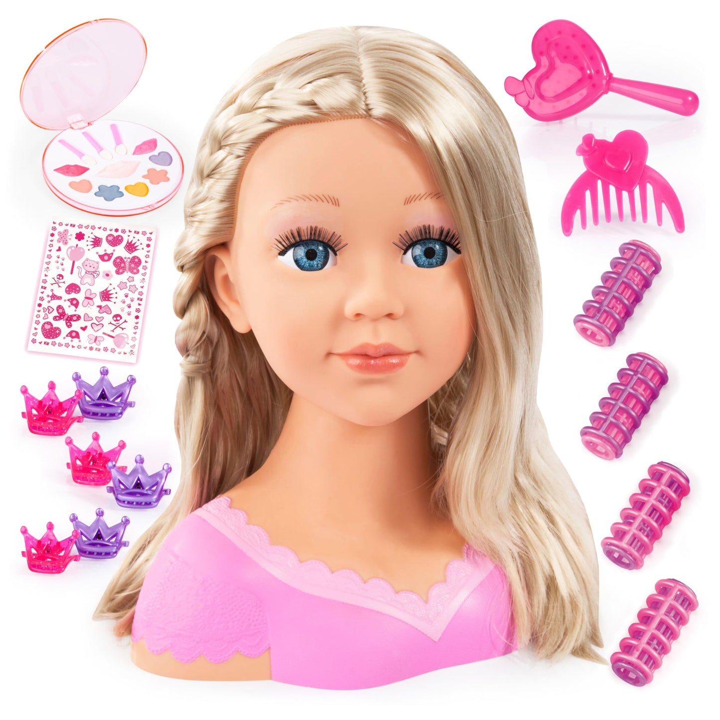 Bayer - Charlene Super Model Hairdressing Head - Cosmetics, Make-up, Hair Accessories - Blonde Hair - 10” - Age 3+ - 90088AA