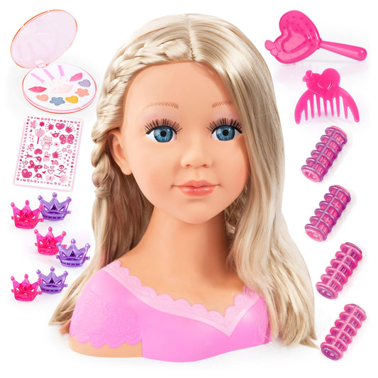 Bayer - Charlene Super Model Hairdressing Head - Cosmetics, Make-up, Hair Accessories - Blonde Hair - 10” - Age 3+ - 90088AA