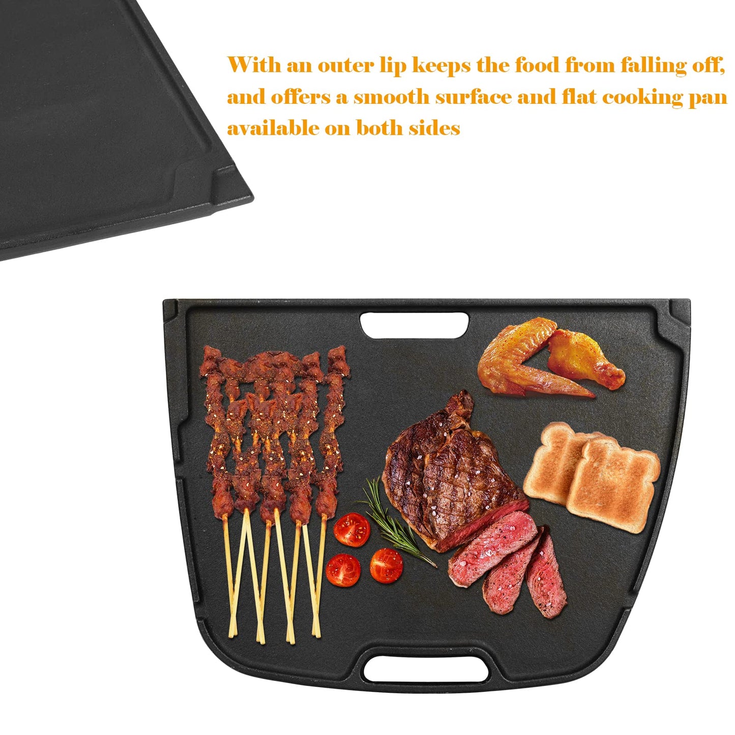 Cast Iron Grill Gridle Plate,BBQ Accessories for Napoleon TravelQ 285 Series Grill,14.5 x 10.5 Inch Cooking Griddle Replacement Part for Napoleon 56080,1 Pack