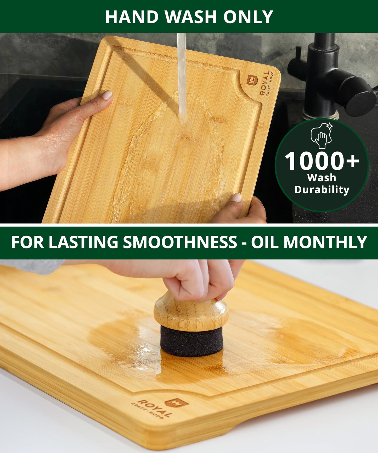 Large Wood Cutting Board Set for Kitchen - Luxury Bamboo Cutting Boards for Bread, Cheese, Fruits, Vegetables - Sturdy Chopping Boards & Butcher Block - Perfect Serving Tray and Charcuterie Boards