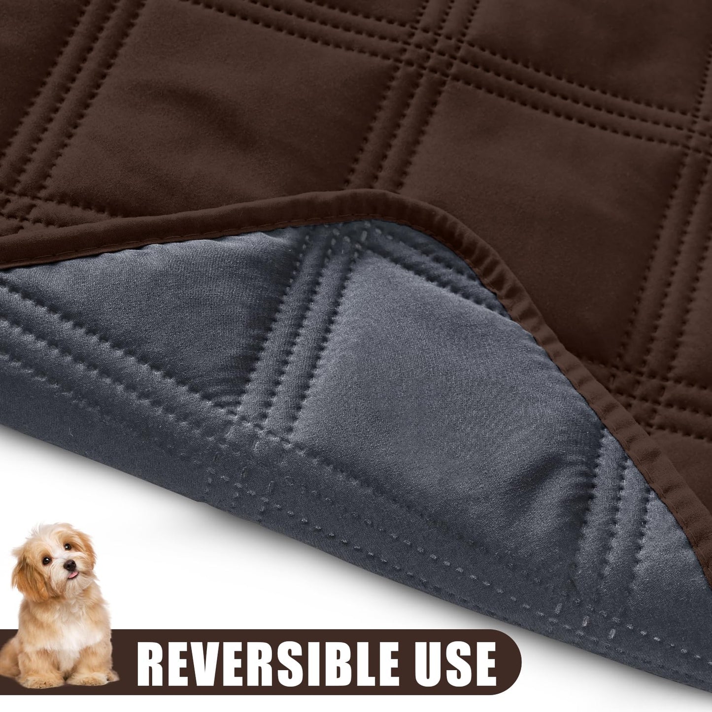 smiry Waterproof Dog Bed Cover Blanket, Soft Reversible Pet Blanket, Washable Leakproof Cats Dogs Couch Cover for Sofa, Couch, Furniture, 68x82 Inch, Chocolate/Dark Grey