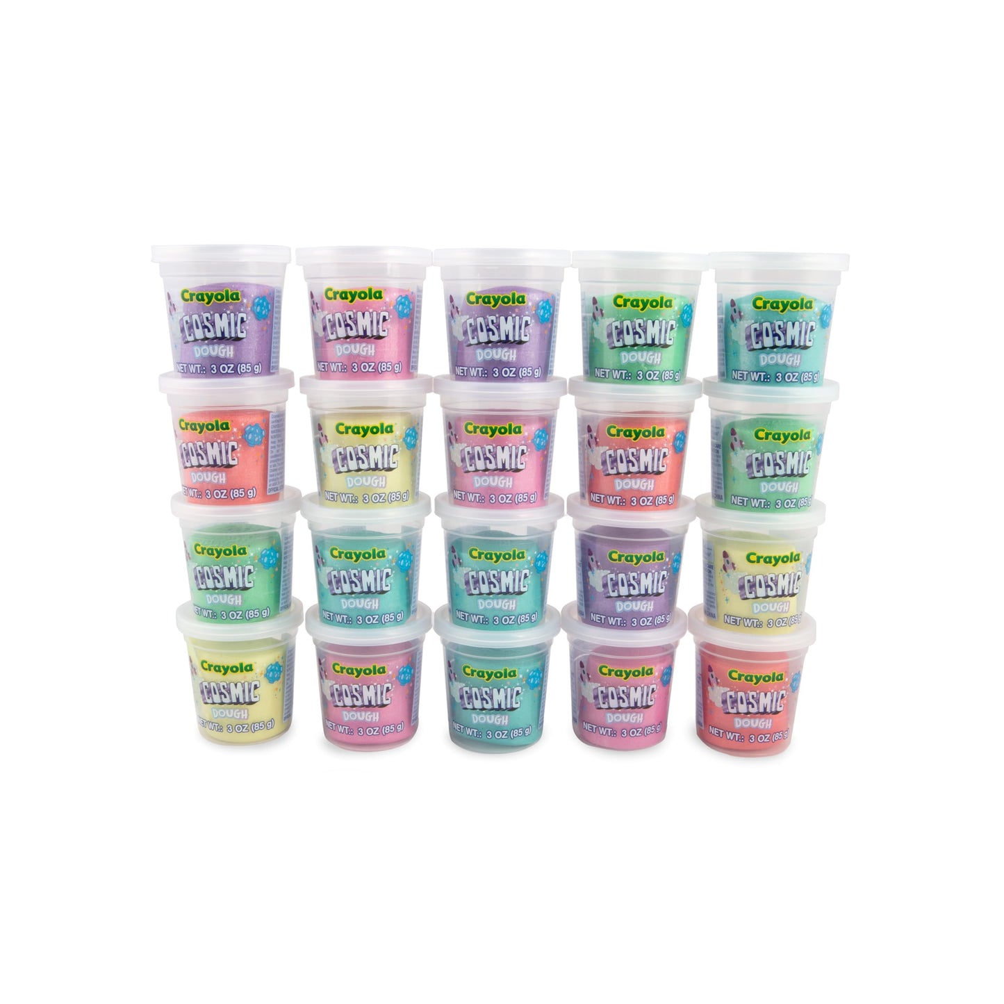 Crayola Cosmic Playdough Set | 20 Tubs (3oz) Sparkly Modeling Clay for Kids in 6 Colors | Non Toxic Play Dough Bulk Pack for Toddler Crafts, Kids Activities, Classroom Supplies & Party Favors