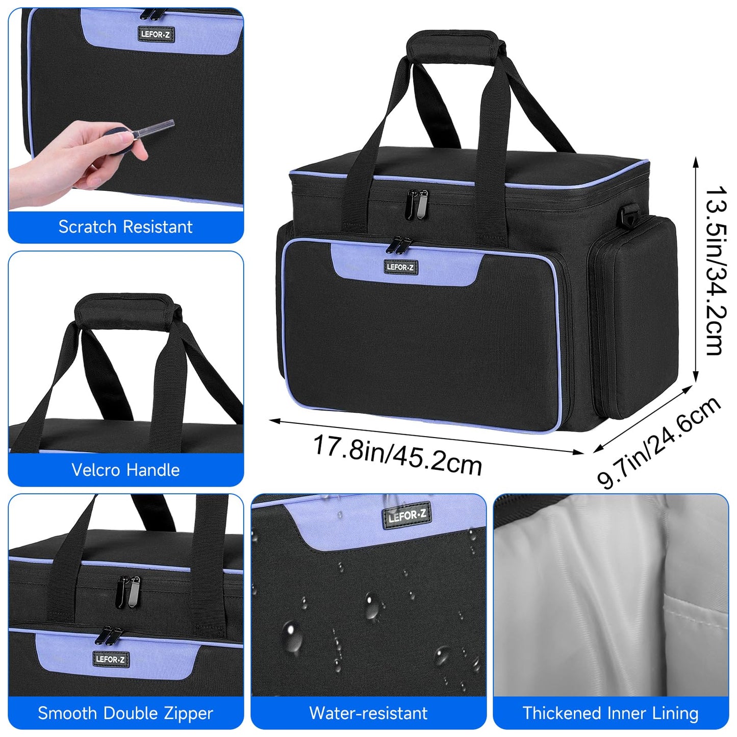 Rolling Sewing Machine Case with Wheels,Sewing Machine Carrying Bag,Trolley Tote Bag Fits for Most Standard Singer,Brother,Janome Sewing Machine and Accessories(Black)