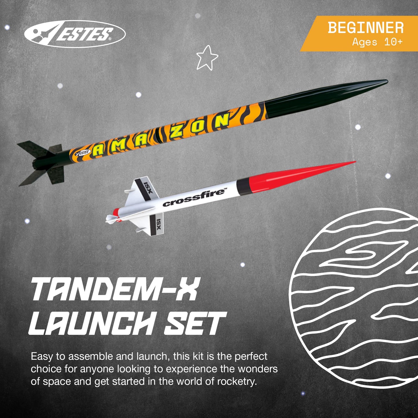 Estes Tandem-X Launch Set (Amazon and Crossfire ISX) Orange, 30 inches