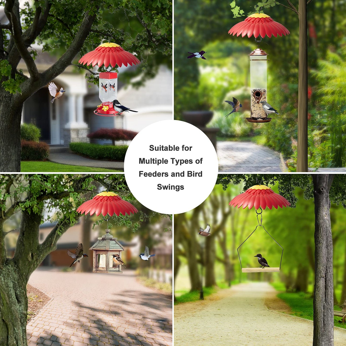 Baffle for Bird Feeder,Wrap Guard Bird Feeder Cover,14inch Suitable for Hummingbird Feeder,Red Bird Feeders Squirrel Proof for Outside,Keep Out Weather Elements