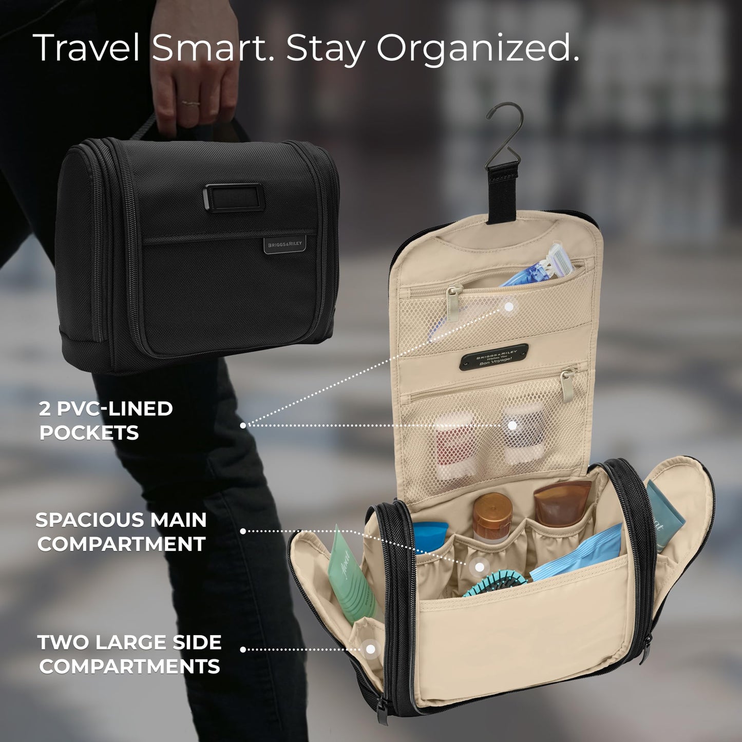 Briggs & Riley Baseline Deluxe Hangable Toiletry Kit, Black