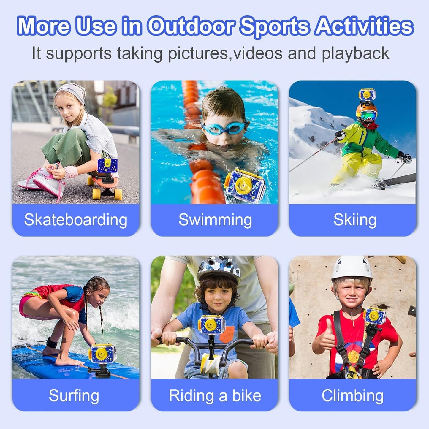 GKTZ Kids Camera - Underwater Camera Birthday Gifts for Girls Boys Children Digital Waterproof Camera with 32GB SD Card, Pool Toys for Kids Age 3-12 (Dark Blue)