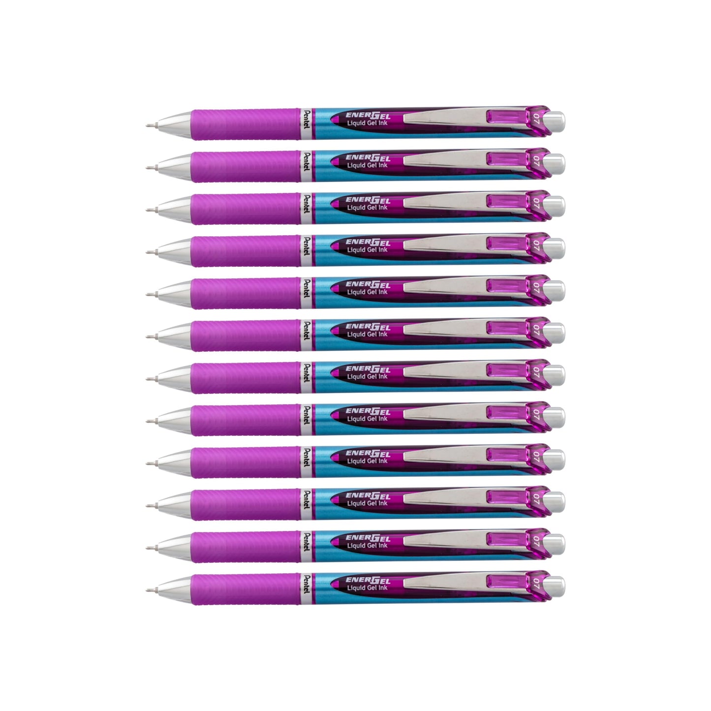 Pentel EnerGel Deluxe RTX Retractable Liquid Gel Pen, Medium Line, Needle Tip, Violet Ink, Box of 12 (BLN77-V)