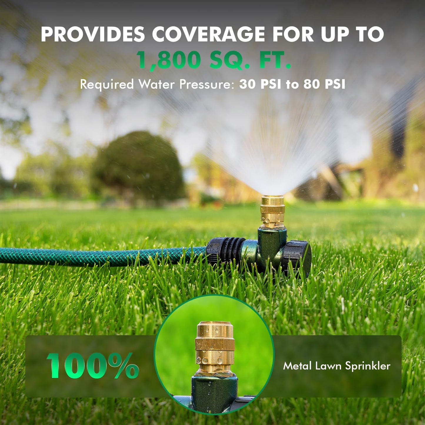 RESTMO 3 Pack Heavy-Duty Full-Metal Lawn Sprinkler for Yard with Durable Brass Nozzle, Premium Spike Base, 360° Large Area Coverage Lawn Sprinkler for Patio and Garden Irrigation