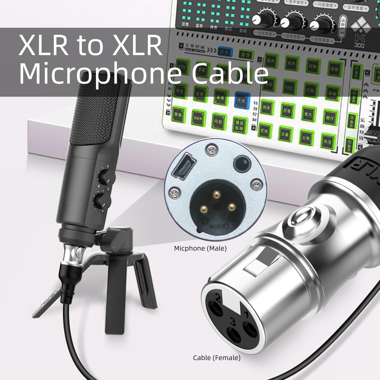 XLR Cables 25 FT 4 Pack 4 Colors, Durable XLR Male to Female Microphone Cable, Premium Balanced Gold Plated 3-Pin Shielded Mic Speaker Cable, Zinc Alloy Connectors, Compatible with Microphones, Mixer