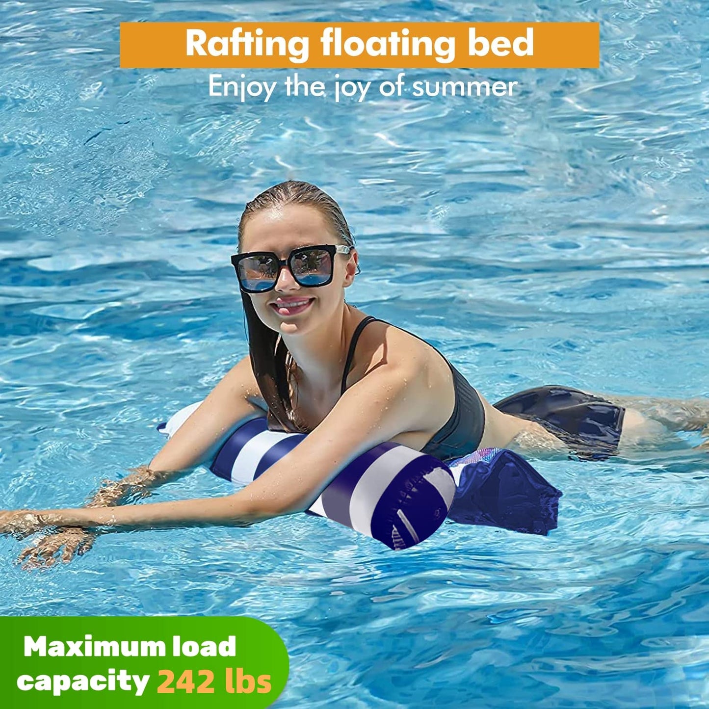 Yodooshi 【4 Pack】 Inflatable Pool Floats Hammock, Water Hammock Lounges, Multi-Purpose Accessories(Saddle, Lounge Chair, Drifter) for Swimming Pool, Beach, Outdoor Blue&Navy&Rose&Green