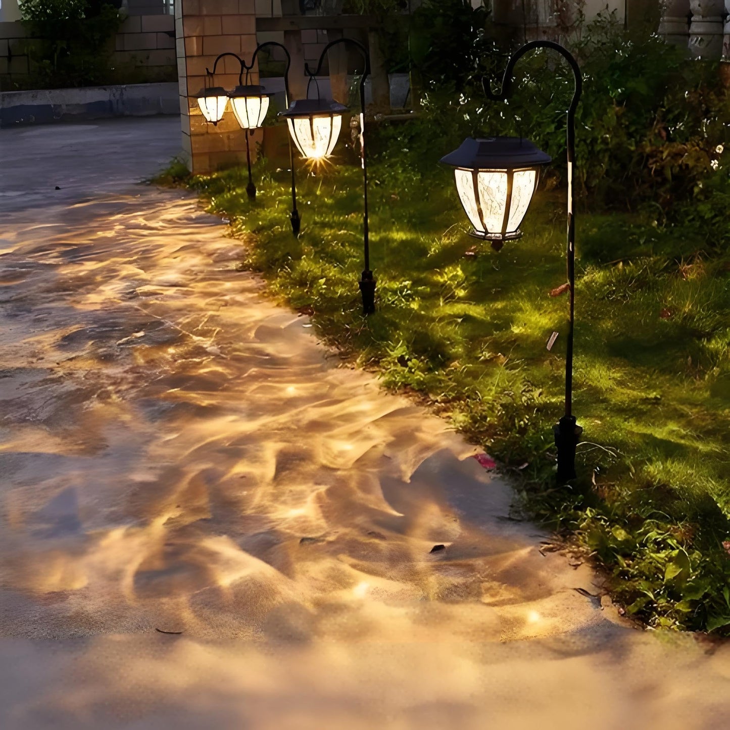 Solar Lantern Outdoor 2 Pack Hanging Solar Lights,Garden Waterproof Decorative with Wall Mount Kit and Shepherd Hook for Porch Lawn Patio Pathway Garden Wall Gifts for Mother's Day