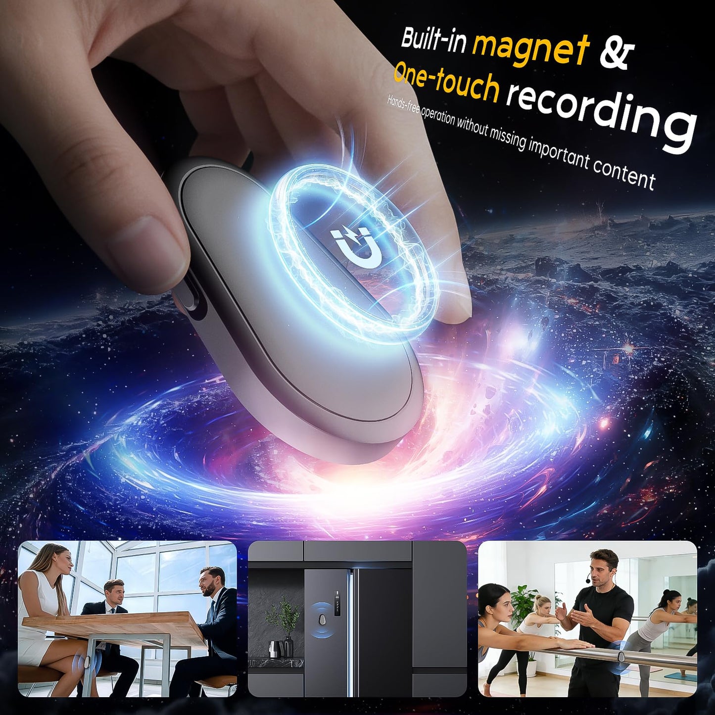 Zutiifeu 136GB Magnetic Voice Recorder - 9800H Recording Time, HD Audio Noise Reduction, Voice Activated Recorder with Long Battery Life Portable Audio Recorde for Meeting, Lecture, Interview