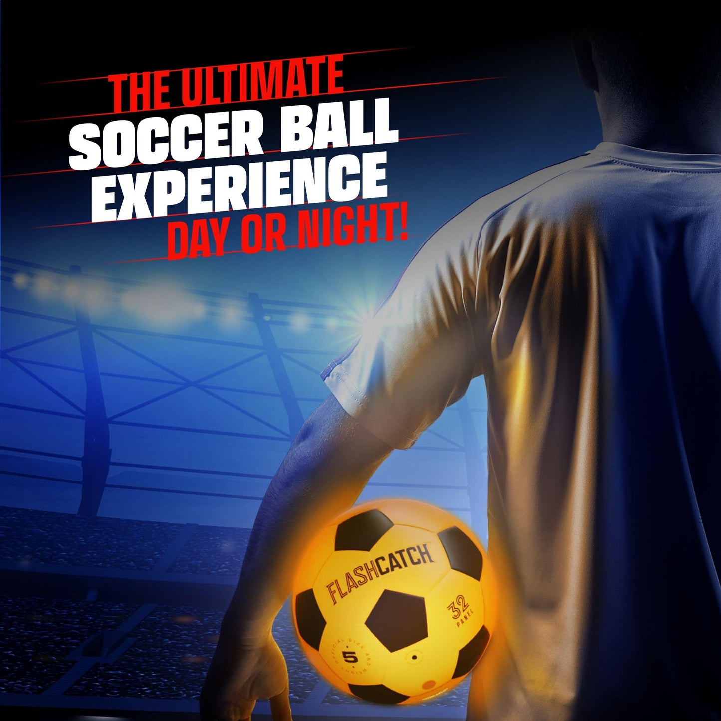 FlashCatch Light Up Soccer Ball - Glow in the Dark NO 5 Sports Gear Gifts for Boys & Girls 8-15+ Year Old Kids, Teens Gift Ideas Cool Boy Toys Ages 8 9 10 11 12 13 14 15 Glowing Night Activity Medium