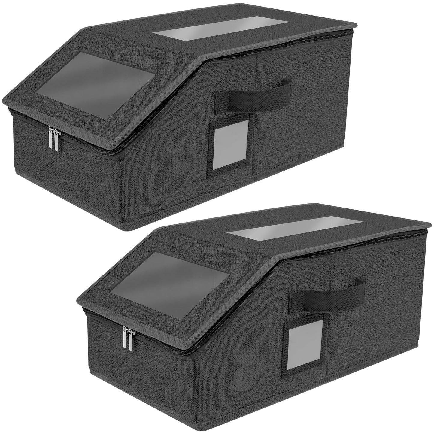 Hat Storage for Baseball Caps, 2 Pcs Stackable Hat Organizer for Closet, Baseball Cap Organizer Holder Holds up to 24 Caps Hat Cap Storage Box Bins with Clear Window Lid & Handle for Shelf, Wardrobe