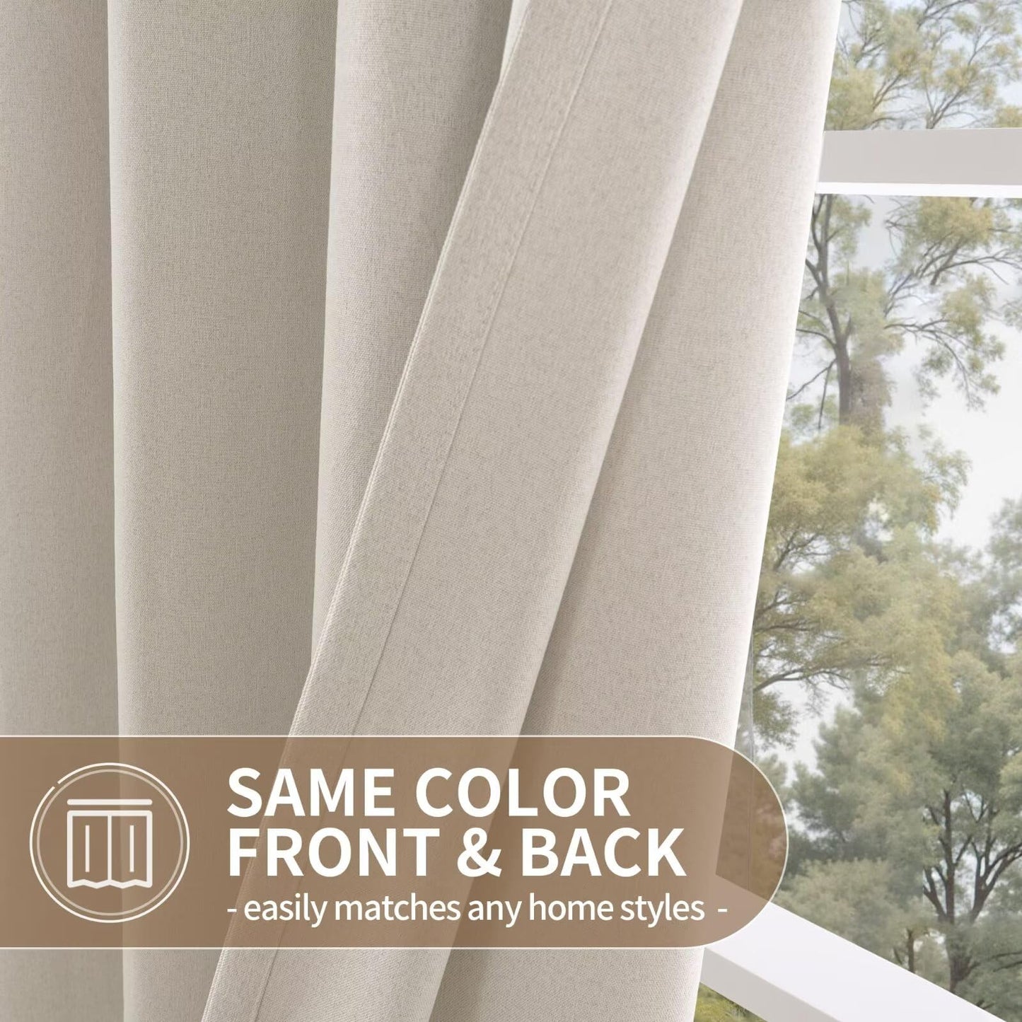 YoungsTex Blackout Curtains for Living Room - Linen Curtains 90 Inches Long Thermal Insulated Light Blocking Grommet Window Drapes for Bedroom, 2 Panels, 52x90 Inch