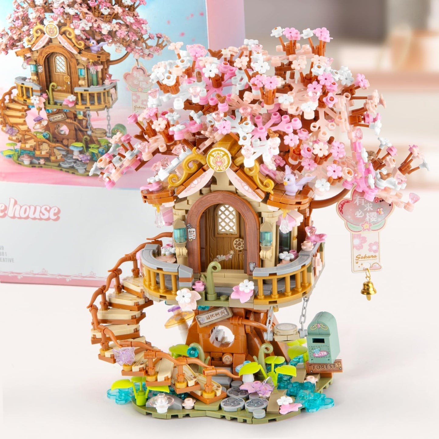 Vziimo Cherry Blossom Bonsai Tree Building Sets, Japanese Tree House Model Sets for Adults, 1149 PCS Mini Bricks Creative Gifts for Adult Teens 14+