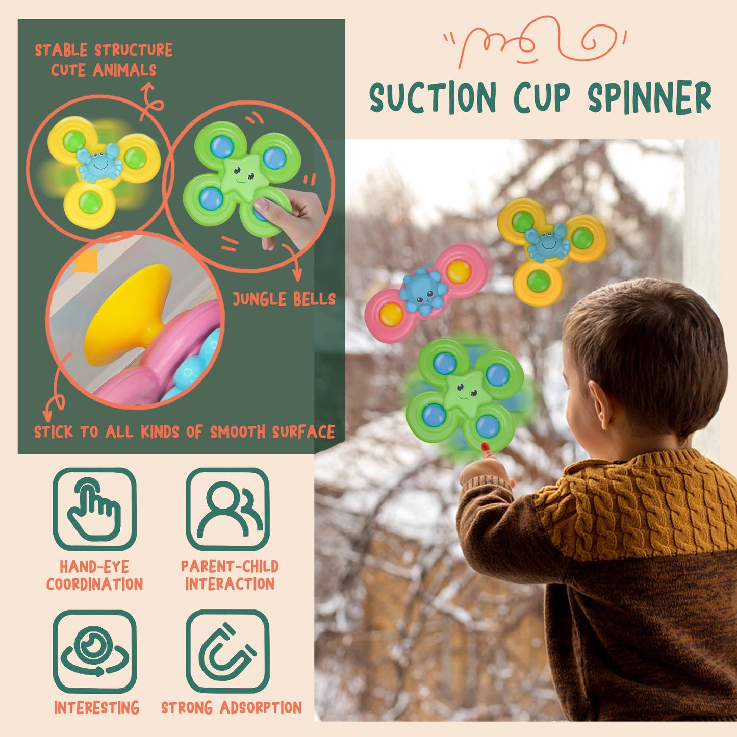 MutoToy ® Baby Toys 6-12 Months, 6 in 1 Montessori Toys for Babies, 42PCS Sensory Toys with Stacking Cups, Suction Cup Spinner Toys, Baby Tissue Box Toy, Shape Sorter, Stacking Rings, Baby Blocks