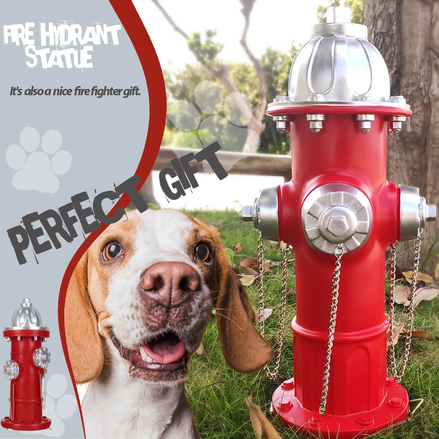 Dog Fire Hydrant Pee Post, Prefdo Puppy Pee Post Training Statue, Indoor Outdoor Fire Hydrant Decor Figurines for Yard Art Garden Lawn, Gift for Fireman (14.5 inch)
