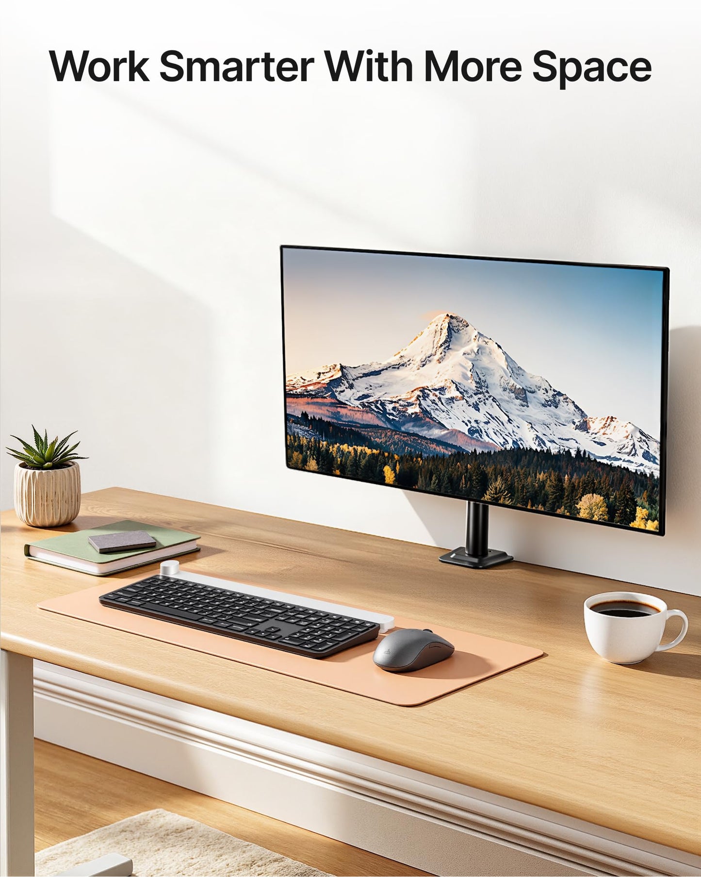 monTEK Single Monitor Stand, Stable Monitor Arm for 17-32 inch& 22lbs Capacity Screen, Height Adjustable Desk Mount with C Clamp and Grommet Base, VESA 75 * 75MM/ 100 * 100MM