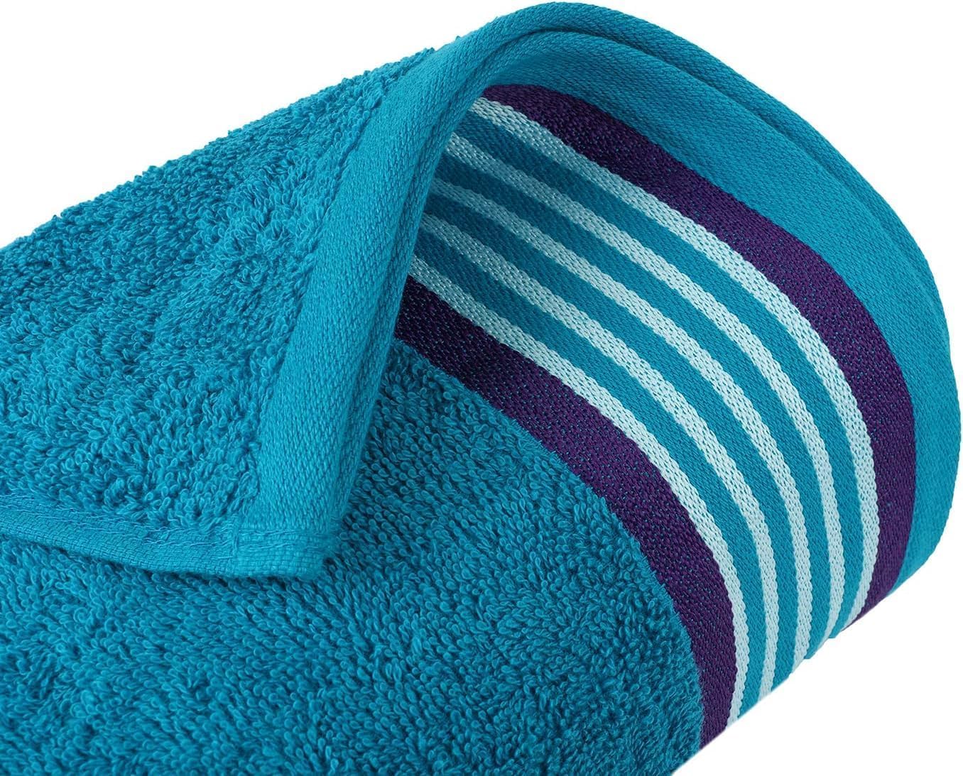 Casa Copenhagen He & She 6 Pieces Towel Set- Violet Indigo + Teal Green, 550 GSM 2 Bath Towel 2 Hand Towel 2 Washcloth, Designed in Denmark Made of Soft Egyptian Cotton for Bathroom, Kitchen & Shower