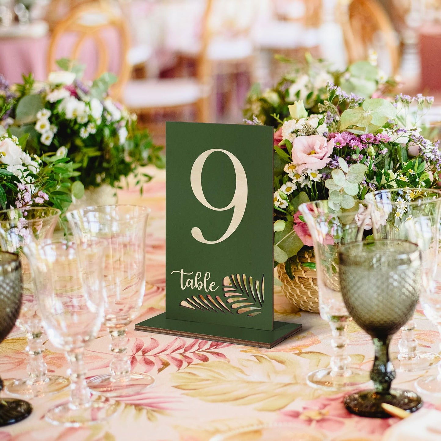 HZGUEOSTB Wooden Table Numbers 1-25,3.2x5.8 Inch Double Sided Rustic Olive Green Wedding Table Number Signs with Wooden Base,Wedding Centerpieces for Banquet Restaurant Party Decor(Olive Green, 1-25)