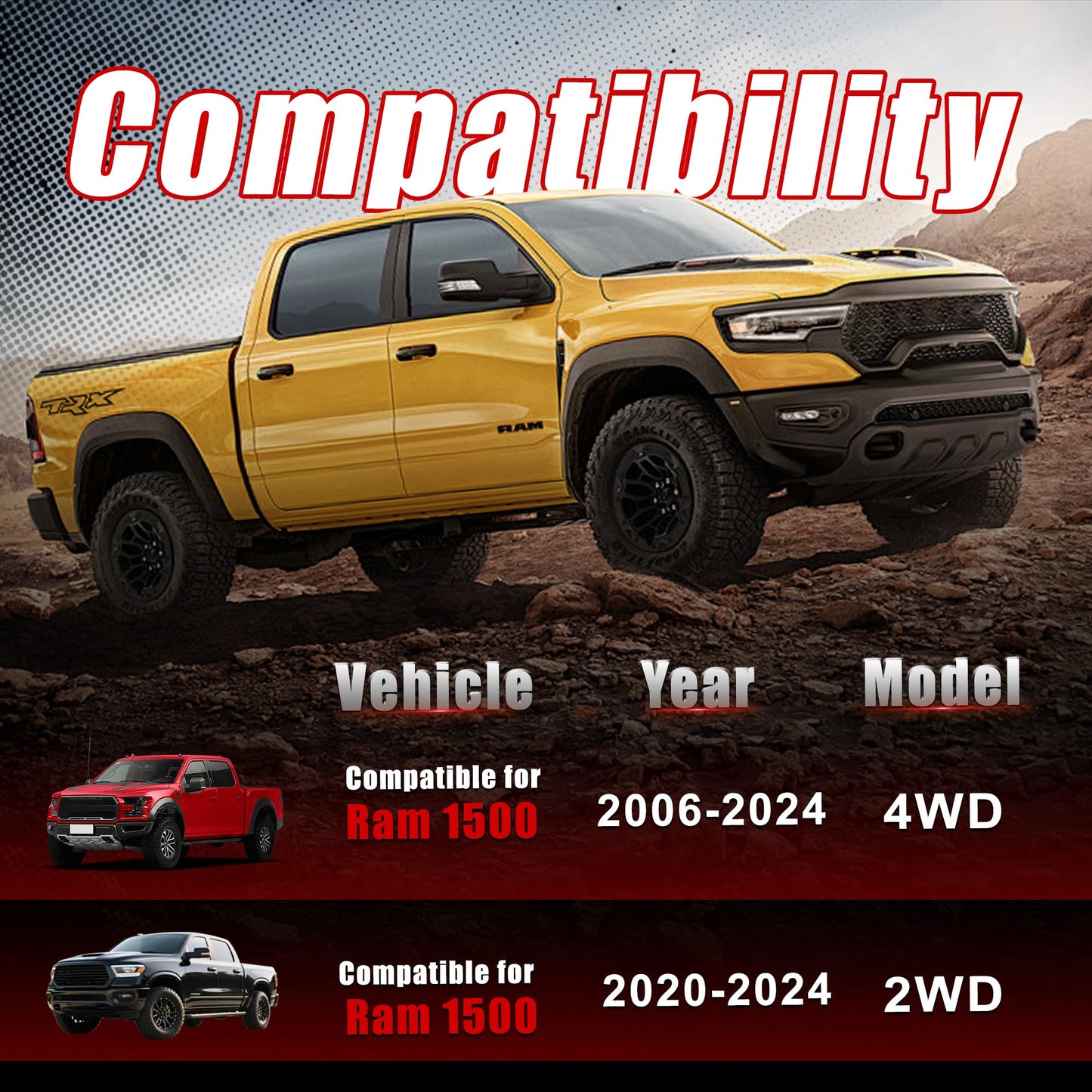 THOCAC 2" Front Leveling Lift Kits for 2006-2024 Ram 1500 4WD, 2020-2024 Ram 1500 2WD, Aluminum Suspension Leveling Kit with CNC Strut Spacers
