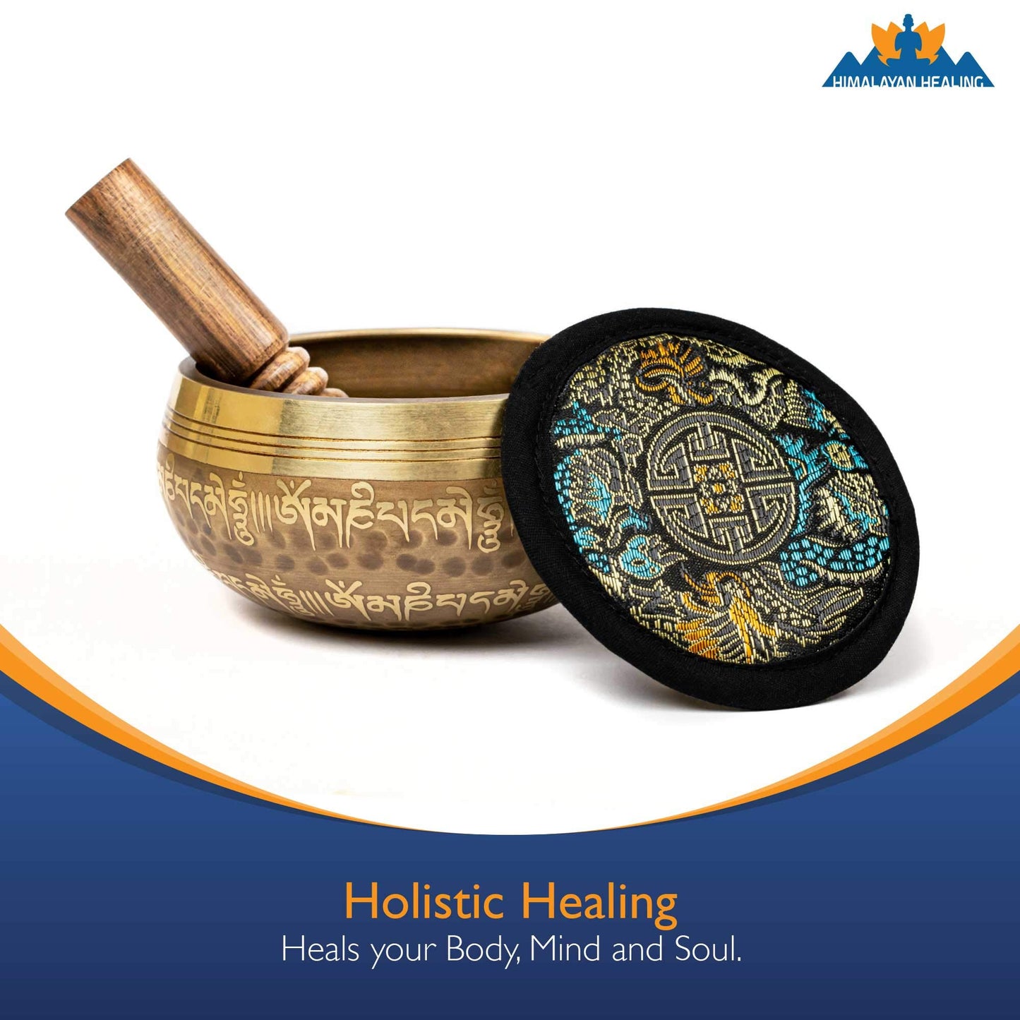 Tibetan Singing Bowl Set 4.2 inch with Holy Buddhist Mantra and Sacred Third Eye Symbol from Nepal~ Antique design suitable for Yoga, Meditation, Sound Healing & Chakra Balancing~ (4.2 Third EYE)
