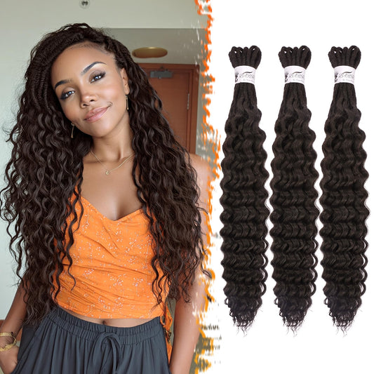 BARSDAR Deep Faux Locs Crochet Hair - Long Goddess Dreadlocks Wavy Crochet Hair for Black Women, 24 Inch 3 Packs Synthetic Soft Faux Locs with Curly Ends Crochets Dreads Pre Looped - Dark Brown