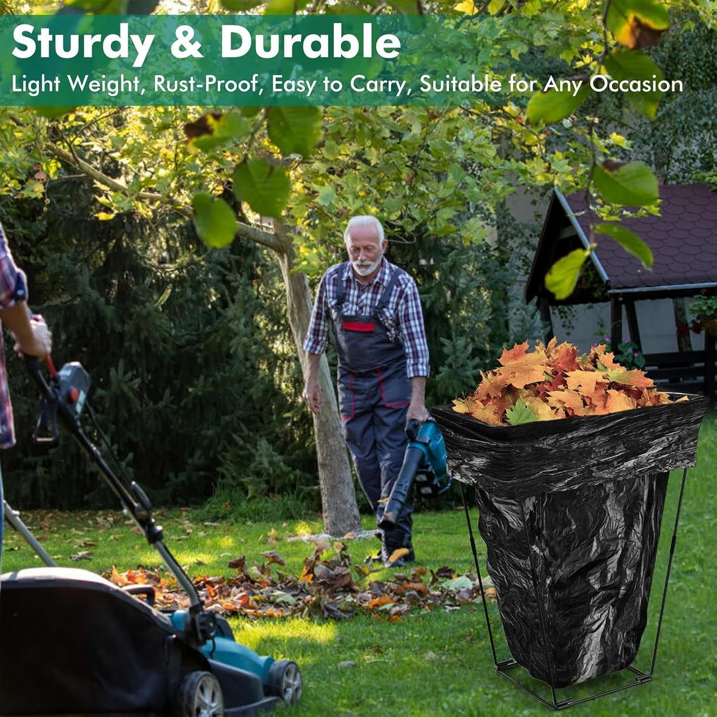 2pcs Metal Trash Bag Holder, Garden Garbage Bags Holder Frame Holds 30-45 Gallon Bags, Multi-Use Outdoor Leaf Bag Stand for Yard Camping Lawn, Party Supplies Rubbish Sack Support Frame