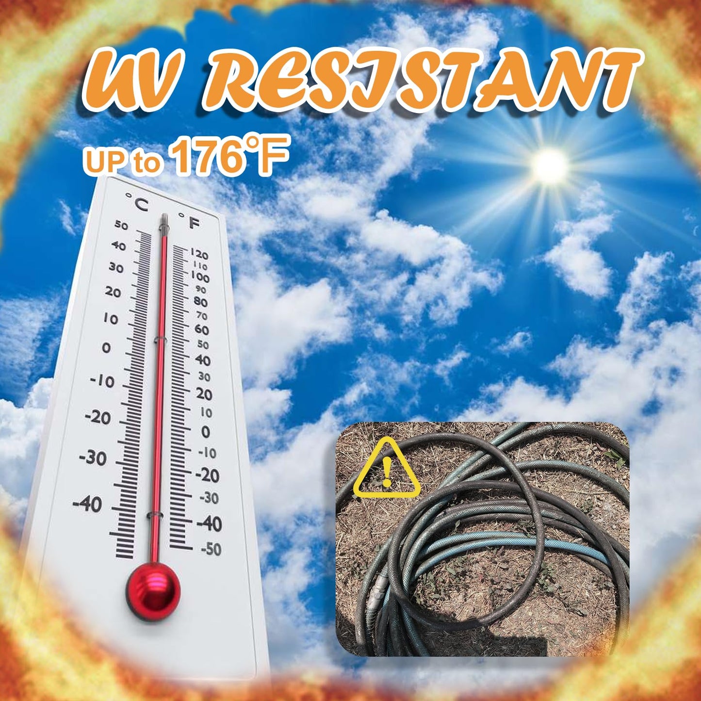 Cupohus RV Drinking Water Hose 15FT with Storage Strap, Anti-Kink 5/8''ID Premium Fresh Water Hose for RV, Marine, Camper, Truck, Car, Garden