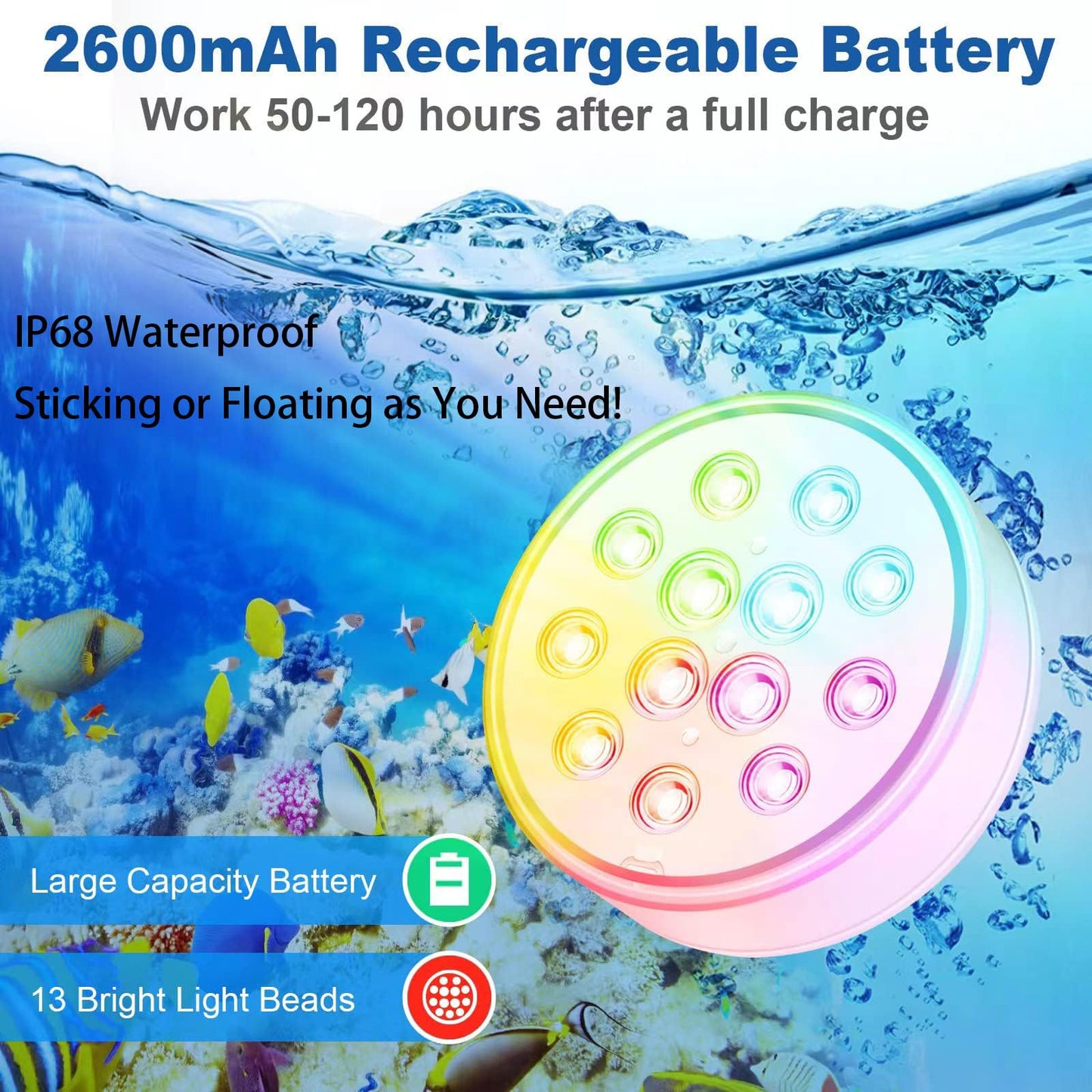 Pool Lights Rechargeable Underwater Above Ground - Submersible LED Lights Waterproof IP68 with Remote/Timer, Hot Tub Pond Lights with 16 Color RGB for Pond, Backyard, Party, Vase (4 Pack)