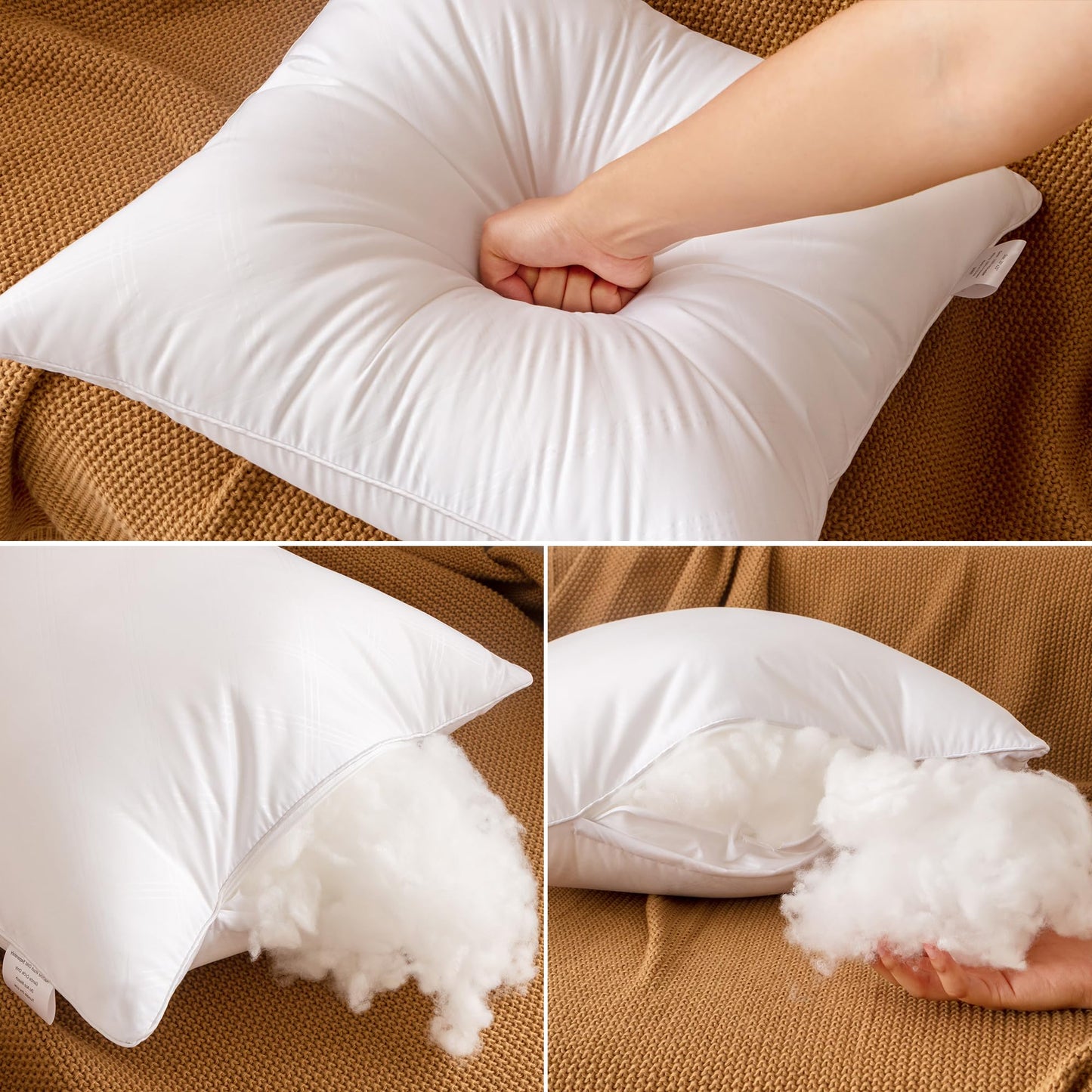 Oubonun 20x20 Inches Pack of 4 Throw Pillows Inserts, White Square Cushion Inner Soft Fluffy Plump Stuffer Pillows Inserts for Sofa Bed Couch