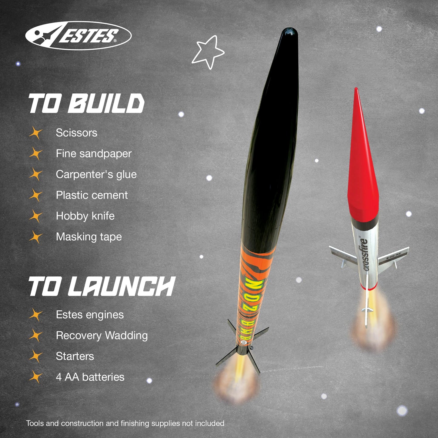 Estes Tandem-X Launch Set (Amazon and Crossfire ISX) Orange, 30 inches