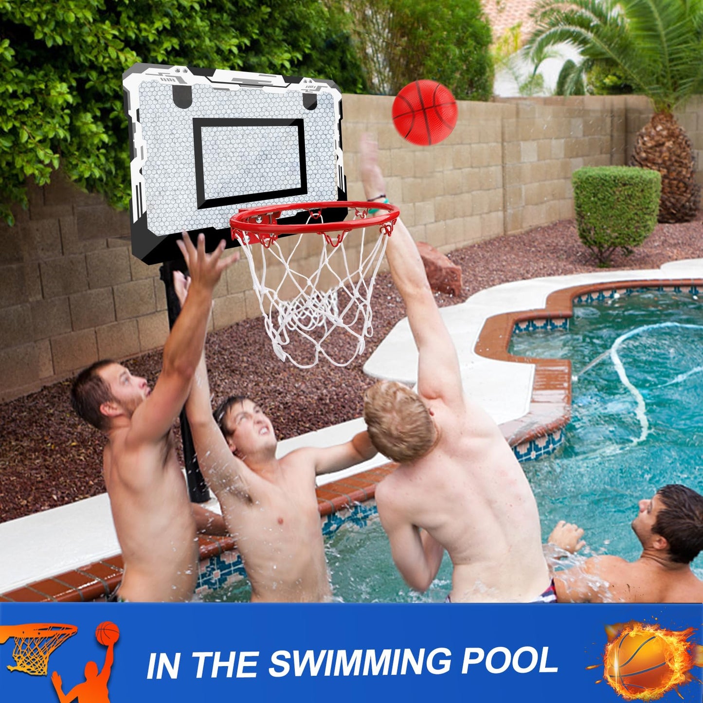 Indoor Over Door Mini Basketball Hoop Set for Kids Adults, Upgrade Wall Mount Basketball Hoop for Wall with Large Dunk Rim, Room Basketball Hoops Game with 4 Small 6" Balls Gift for Boys Girls Teen