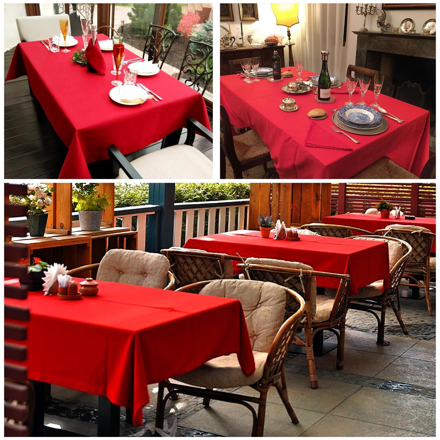 8 Packs Red Tablecloth Rectangle 60x102 Inch Rectangular Table Cloth for 6 Foot Rectangle Table, Wrinkle Resistant Polyester Fabric Tablecloth Washable Table Cover for Wedding Party Buffet