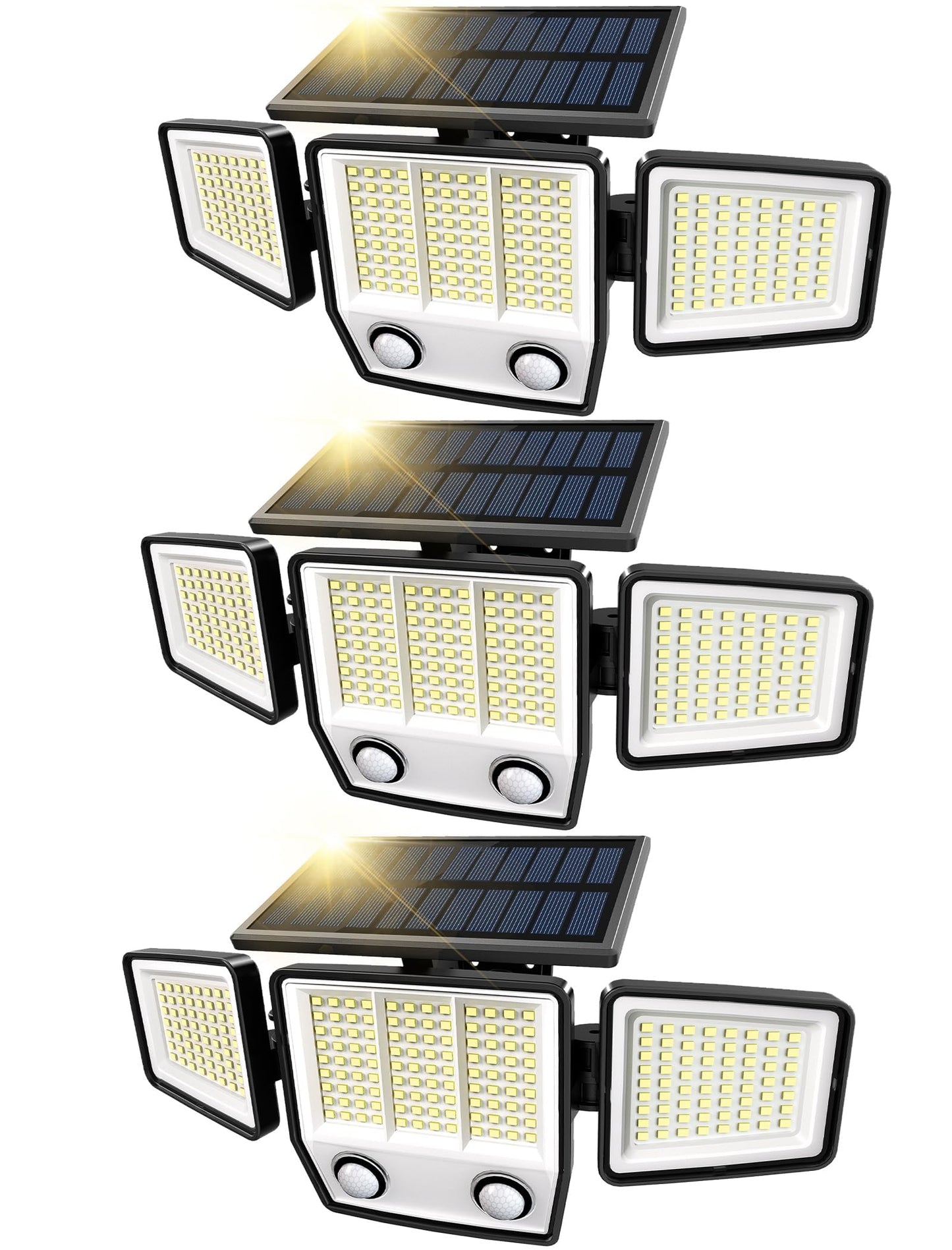 Solar Motion Sensor Outdoor Lights Waterproof - 3000LM Solar Security Lights Outdoor 270° Illumination IP65 LED Solar Flood Wall Light for Garden (Classic, 3)