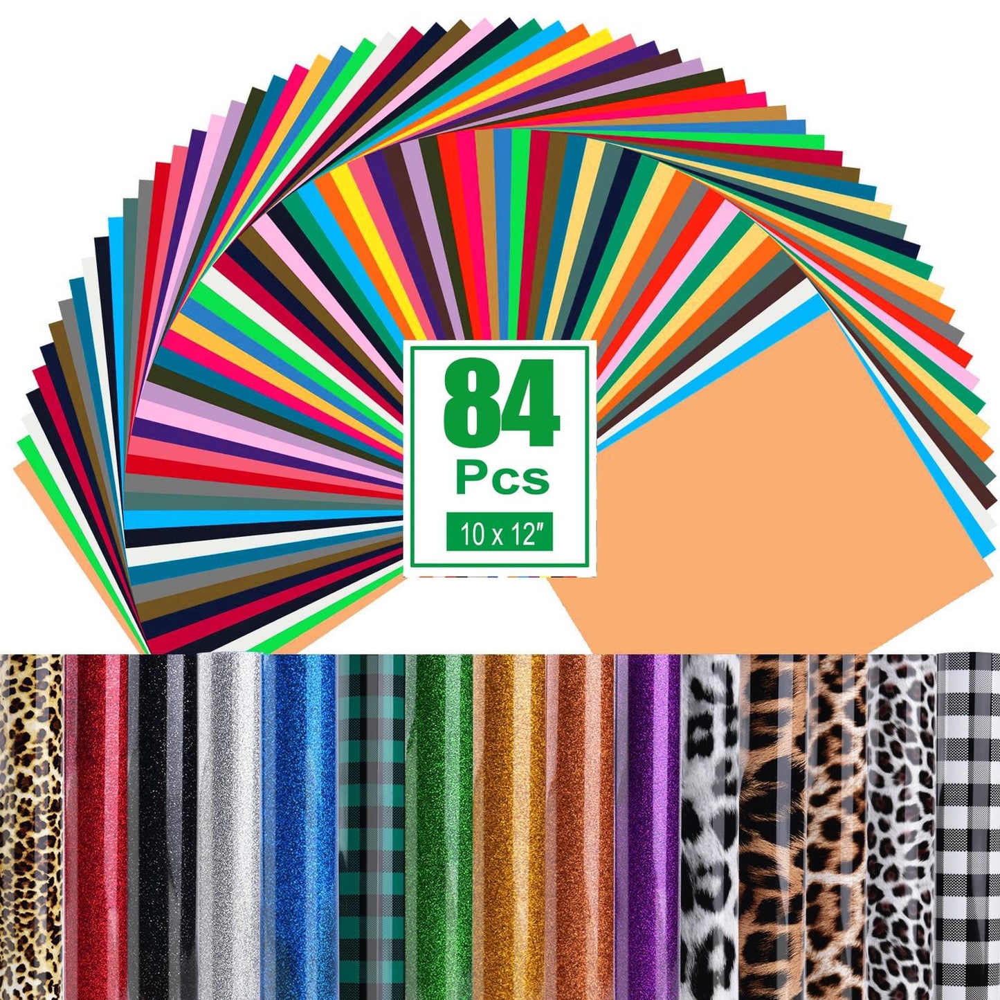 Heat Transfer Vinyl Bundle : 84 Pack 12" x 10" Iron on Vinyl, for DIY Iron-on Fabrics T-Shirts with Heat Press Machine & Craft Cutter Machine