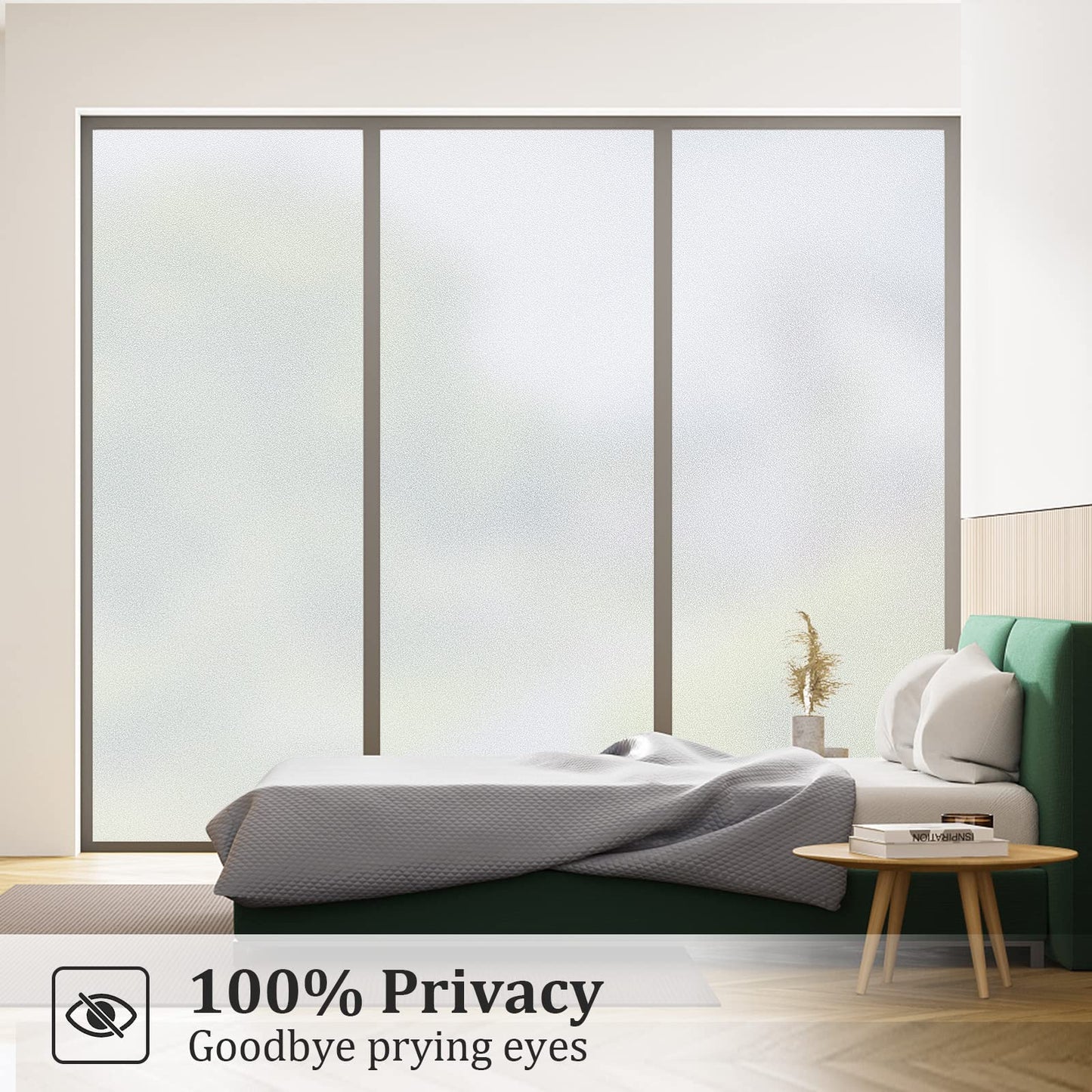 Coavas Window Films for Privacy Window Film Frosted Static Cling Non Adhesive Vinyl Sticker Sun Heat Blocking Window Coverings for Bathroom Home Office Door 23.6x78.7 Inch,60x200cm, Pure Frosted