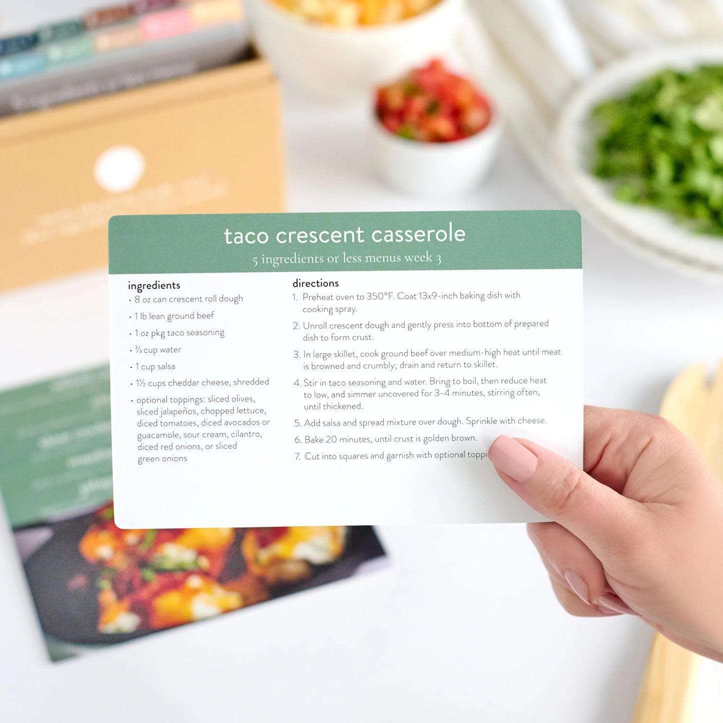 Meal Planner with 72 Recipe Cards (5 Ingredients or Less – Photo Edition) | Weekly Menu Planner | Sturdy Recipe Box | 12 Reusable Grocery Lists | 5 Blank Recipe Cards | Card Protector | Recipe Ideas