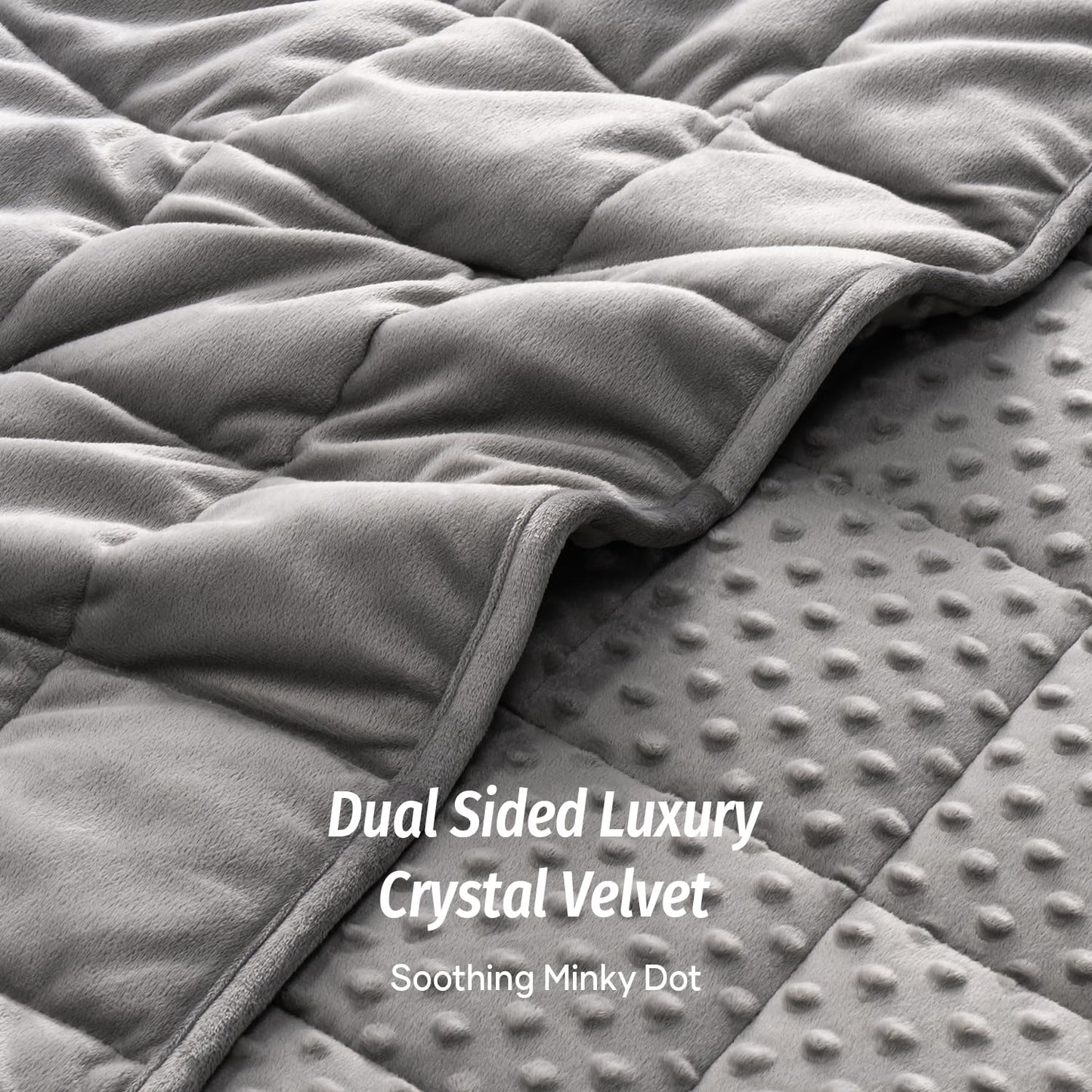 Wemore Weighted Blanket for Adults Queen Size 15 lbs, Soft Cozy Heavy Blanket for Stress Relief and Sleep Promotion, Breathable Blanket for All-Season with Glass Beads, Grey 60 x 80 inches