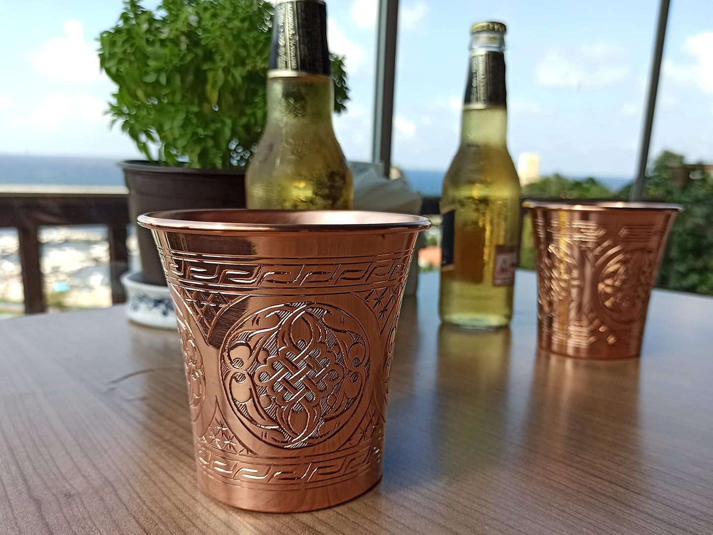 DEDE Copper - CC Series (15 oz) - Handcrafted Super Heavy Weight Drinking Cups or Serving Cold Beverages and Cocktail Mugs, Handmade Unlined Uncoated Pure Solid Copper Tumblers (Engraved)