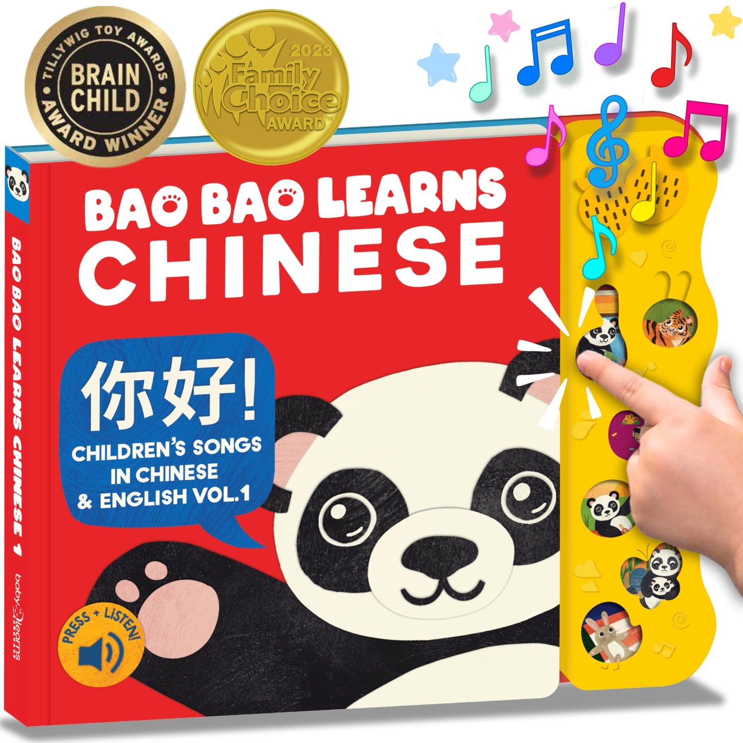 Bao Bao Learns Chinese Vol. 1 | Musical Chinese Book & Bilingual Toy Gift for Babies & Toddlers; Learn Chinese Nursery Rhymes for Kids; Mandarin Chinese Board Book for Learning Chinese